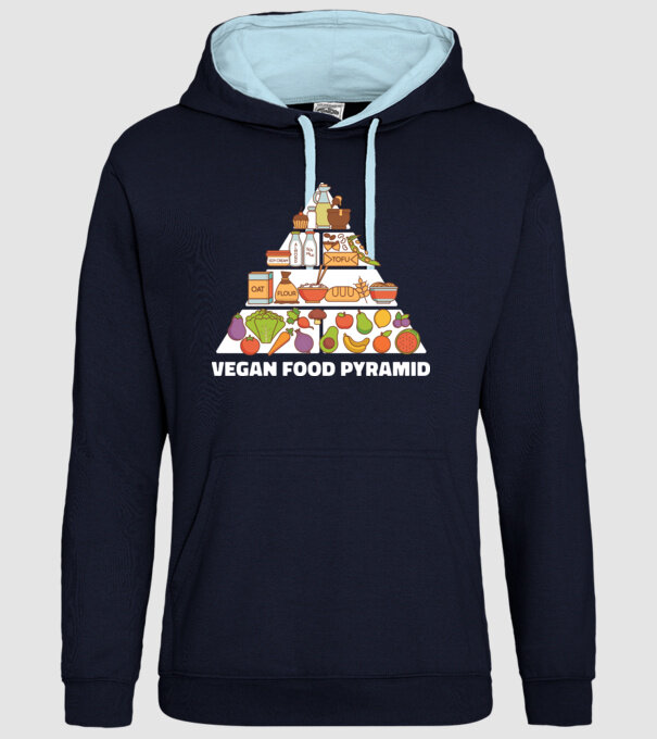 Piramidă vegan model albastru închis pe tricou