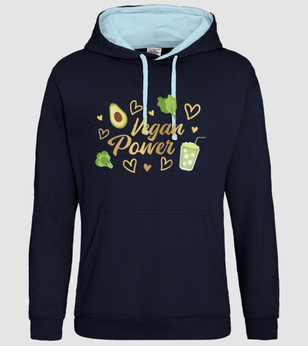 Vegan Power tricou vegan model albastru închis pe tricou