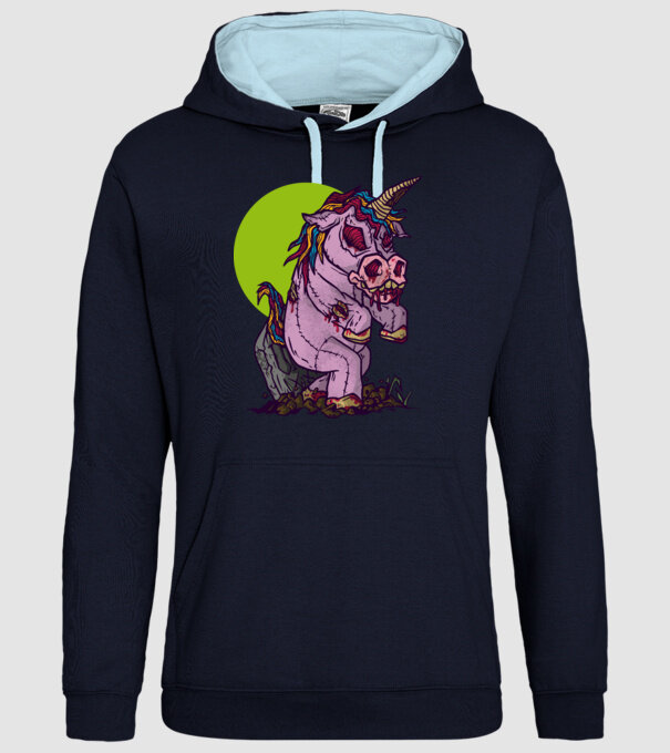 Zombie unicorn model albastru închis pe tricou