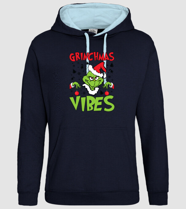 Grinchmas Vibes - Grinch model albastru închis pe tricou