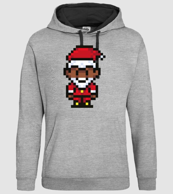 8bit pixel Moș Crăciun model gri pe tricou