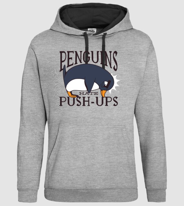 Pinguinii urăsc flotările model gri pe tricou