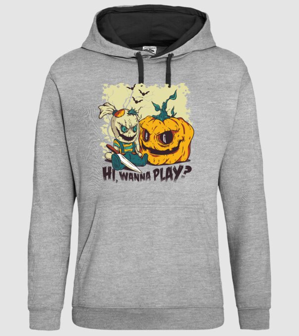 Vrei să te joci? Halloween model gri pe tricou