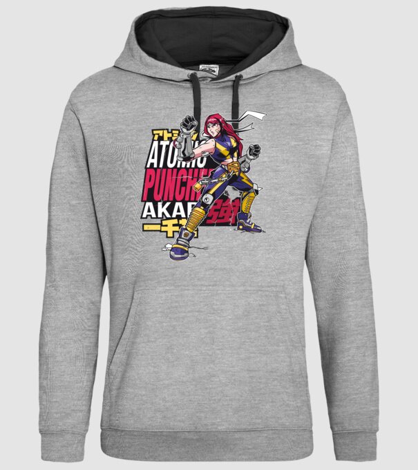 Anime fată Războinic model gri pe tricou