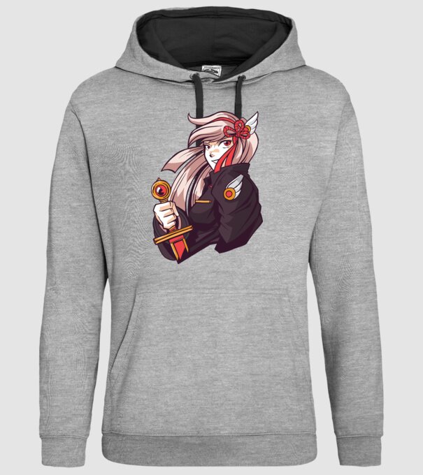 fată Anime cu sabie model gri pe tricou