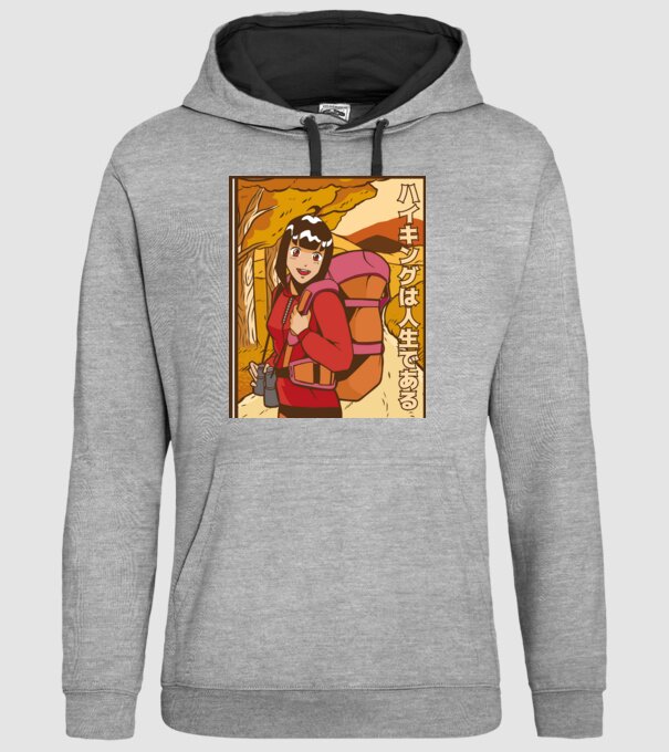 Anime fată Excursionistă model gri pe tricou