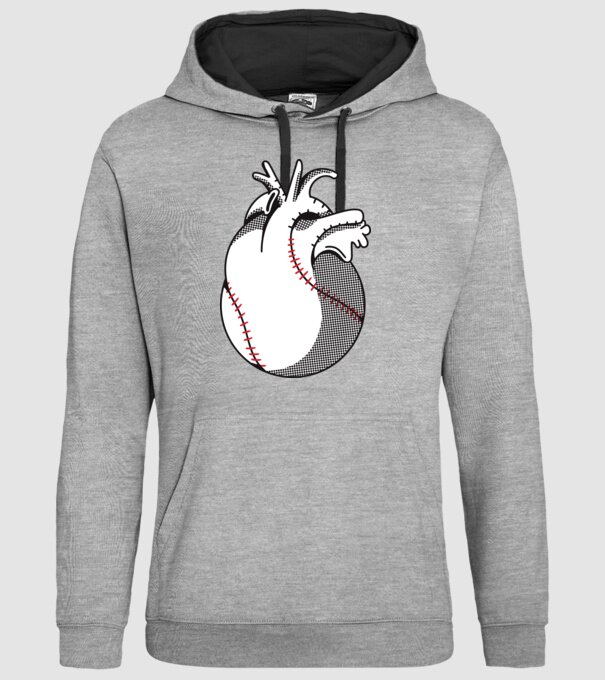 Inimă Baseball model gri pe tricou