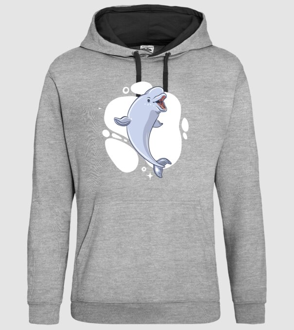 Balenă Beluga model gri pe tricou