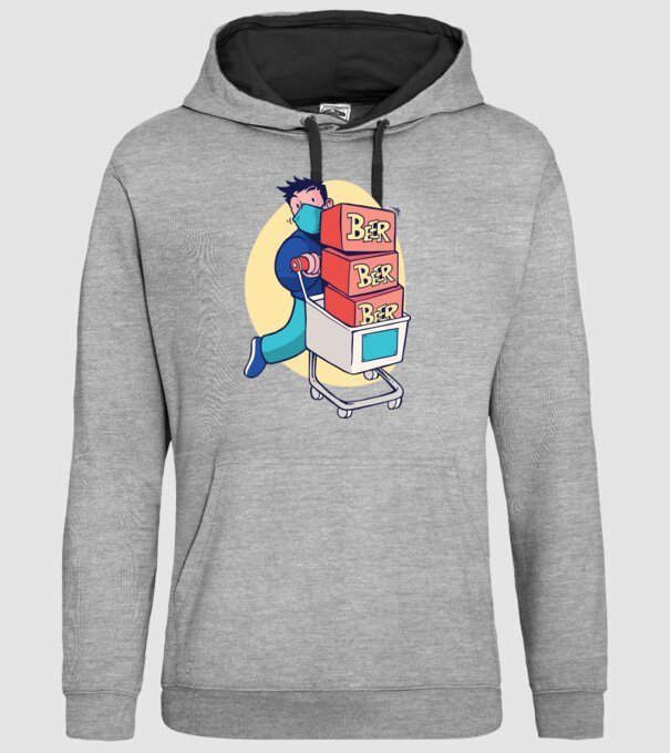 Cumpărături în timpul Coronavirusului model gri pe tricou