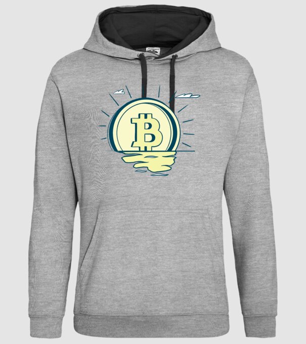 Bitcoin sunrise model gri pe tricou