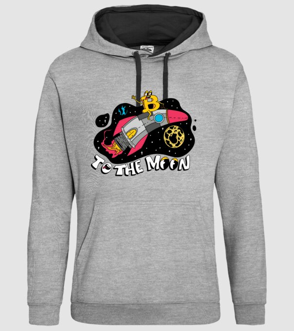 Bitcoin to the moon model gri pe tricou