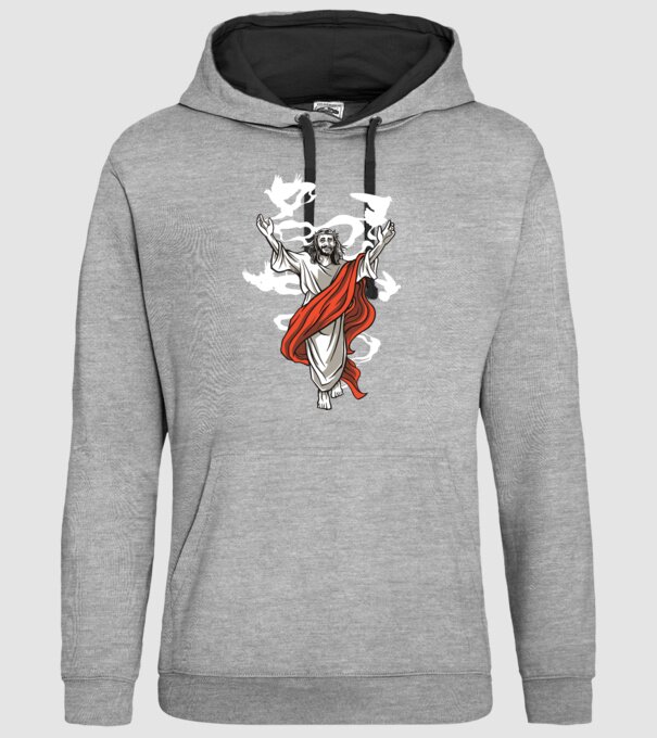 Isus fericit tricou creștin model gri pe tricou