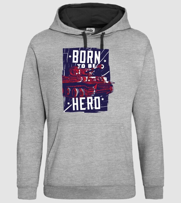 Born To be A Hero cu tanc model gri pe tricou