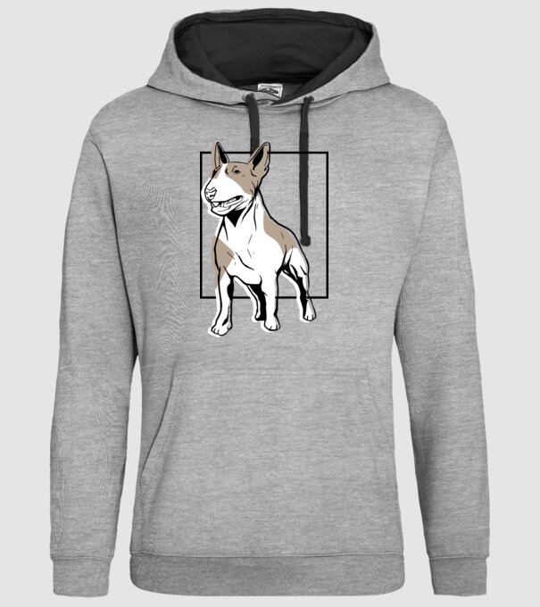 Tricou cu Câine Bull Terrier model gri pe tricou