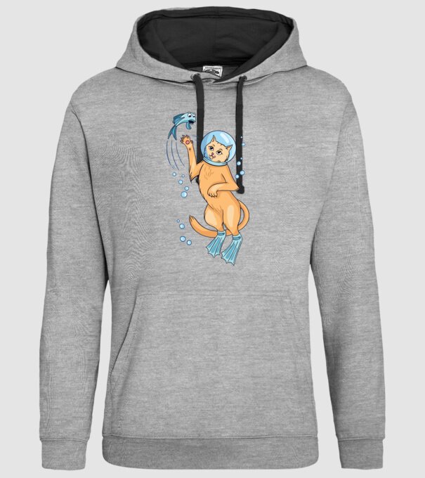 Pisică Scafandru model gri pe tricou