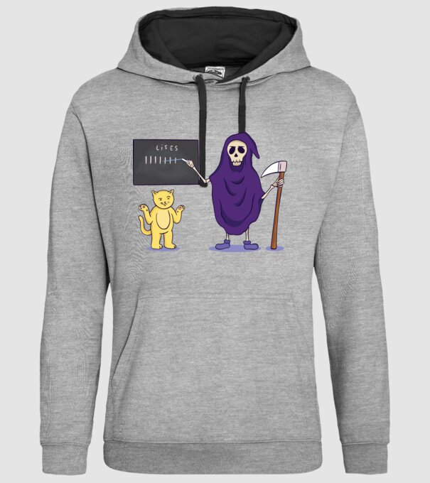 Cele 9 vieți ale pisicii model gri pe tricou