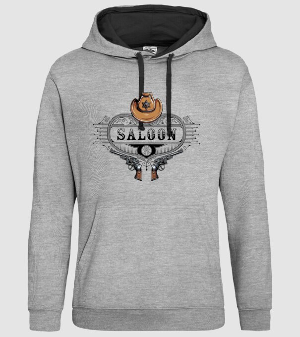 Cowboy saloon western model gri pe tricou