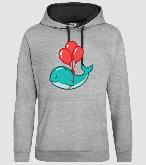 Balenă Drăguță cu Balon model gri pe tricou