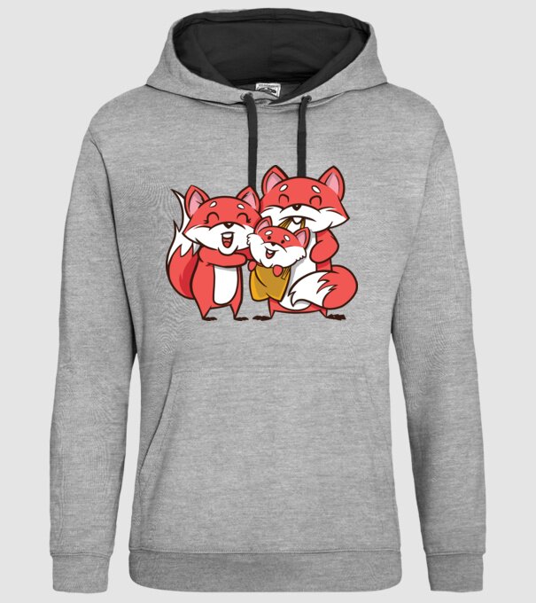 Familie Vulpe drăguță model gri pe tricou