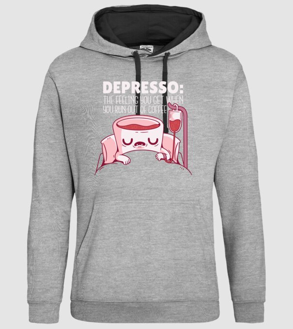Depresso - Sentimentul când rămâi fără cafea model gri pe tricou
