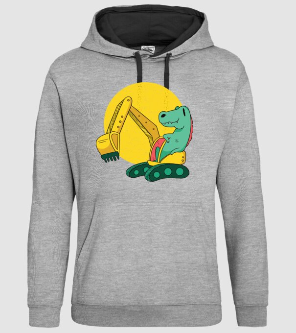 Excavator dinozaur model gri pe tricou