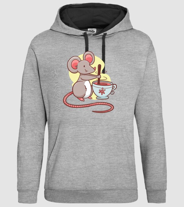 Șoarece cu ceai model gri pe tricou