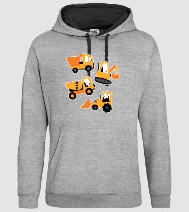 Vehicule de construcții model gri pe tricou