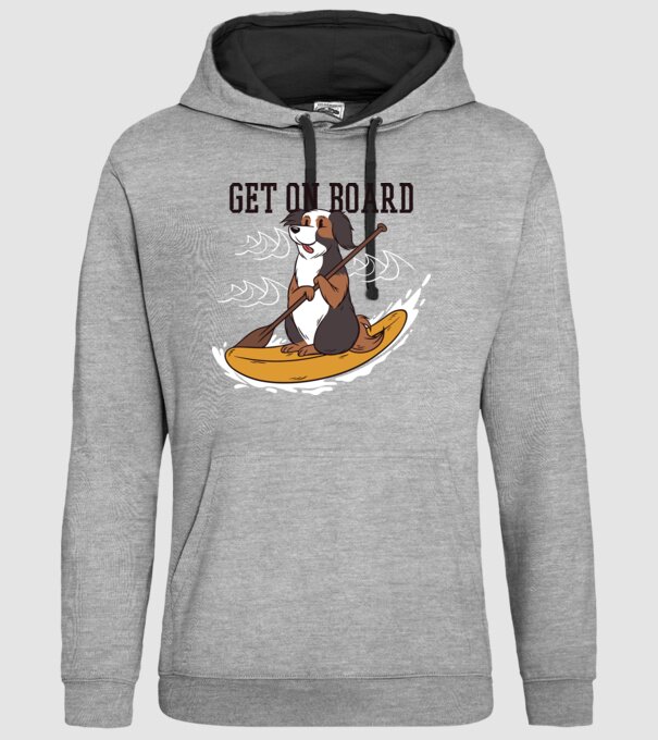 Câine vâslind model gri pe tricou