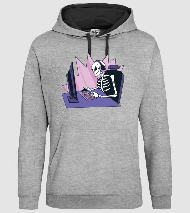 Schelet Gamer model gri pe tricou