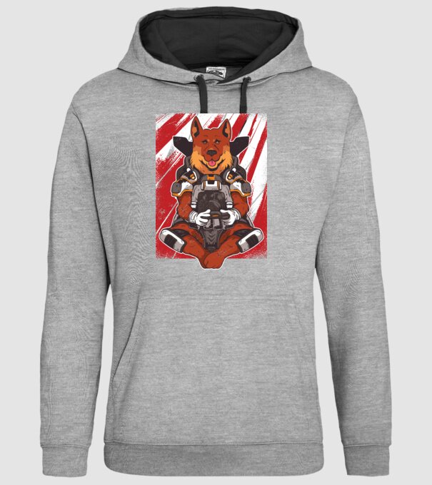 Gamer Ciobănesc german Apex model gri pe tricou