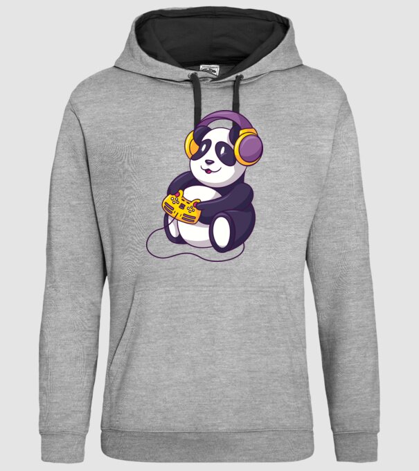 Gamer Panda model gri pe tricou