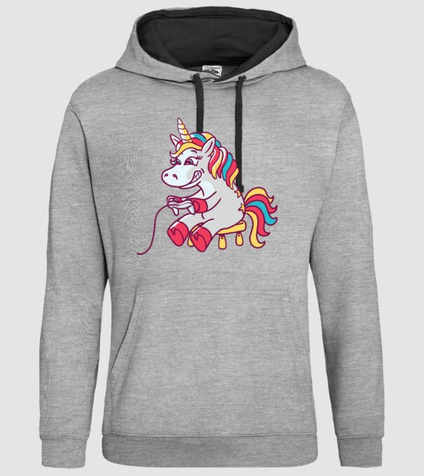 Gamer Unicorn model gri pe tricou