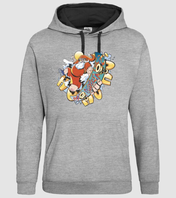 Moș Crăciun Skateboarder model gri pe tricou