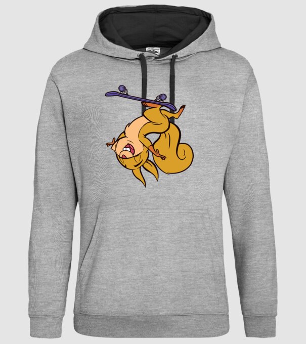 Veveriță Skateboarder model gri pe tricou