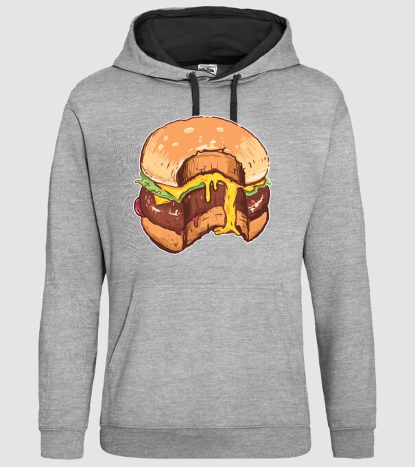 Hamburger model gri pe tricou