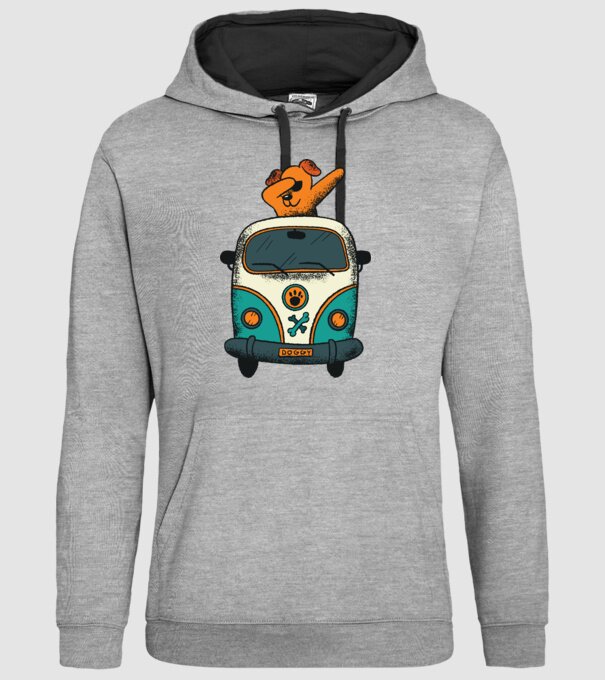 Microbuz Hippi Câine DAB model gri pe tricou
