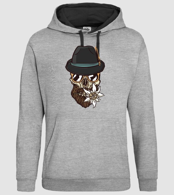 Craniu Hipster model gri pe tricou