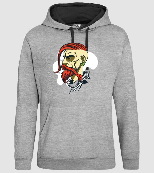Barbă Hipster model gri pe tricou