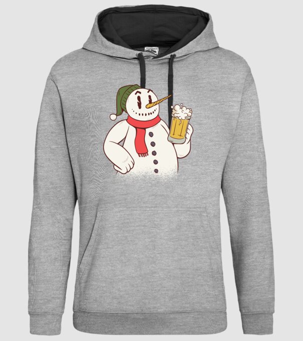 Om de zăpadă cu bere model gri pe tricou