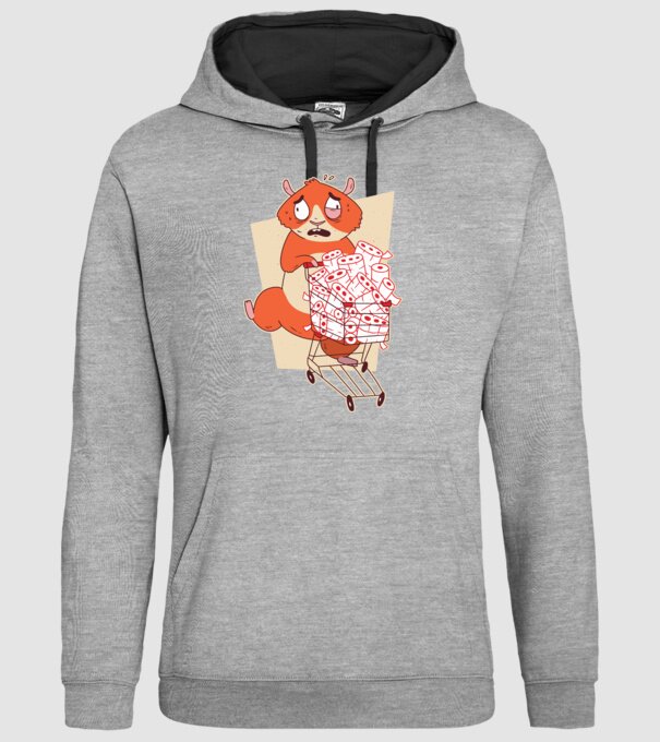 Hamster Panică cumpărături model gri pe tricou