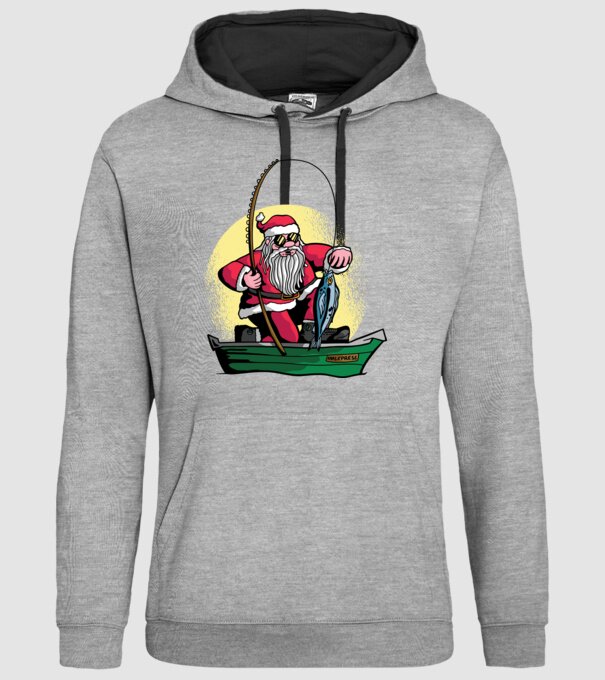 Moș Crăciun pescar model gri pe tricou