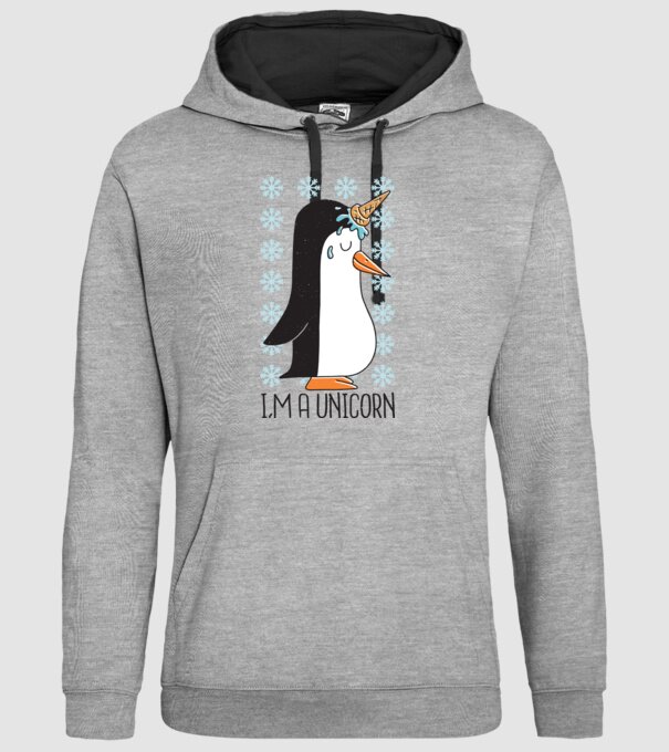 'I''m a Unicorn - Pinguin Unicorn' model gri pe tricou