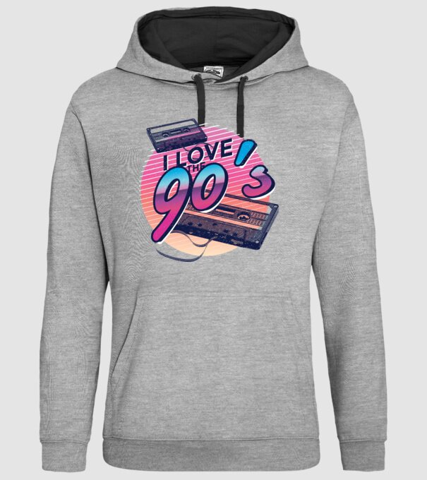 I love the 90s Casetă model gri pe tricou