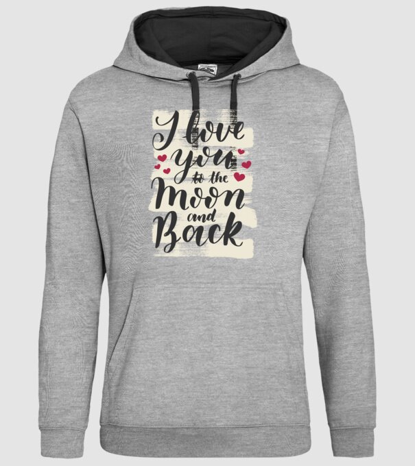 'I love you to the moon and back tricou drăguț Valentine''s Day' model gri pe tricou