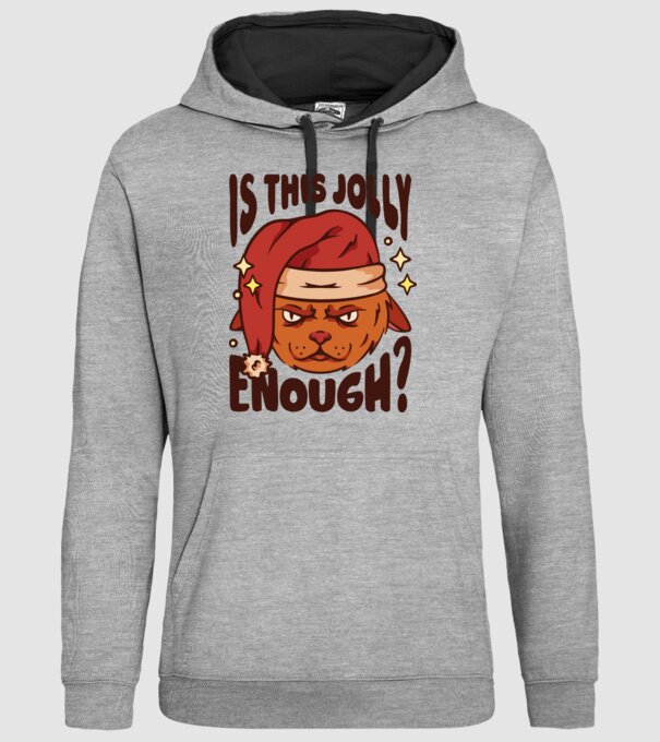 Is this Jolly enough tricou de Crăciun model gri pe tricou