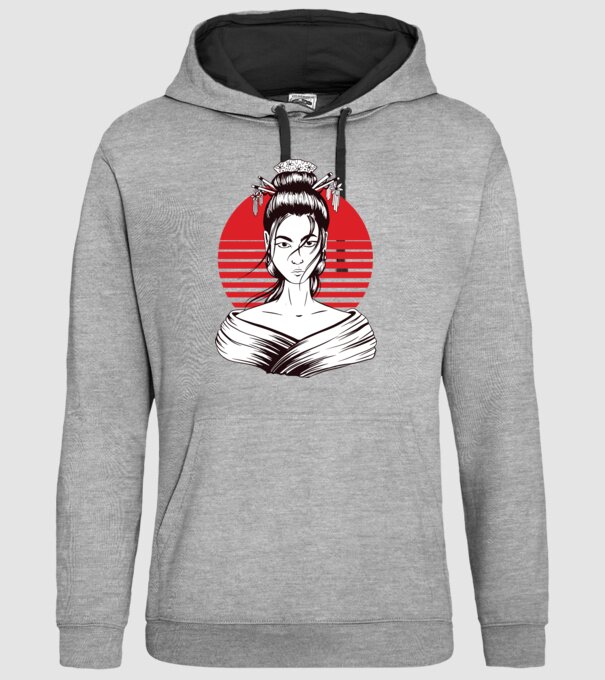 Geisha japoneză model gri pe tricou