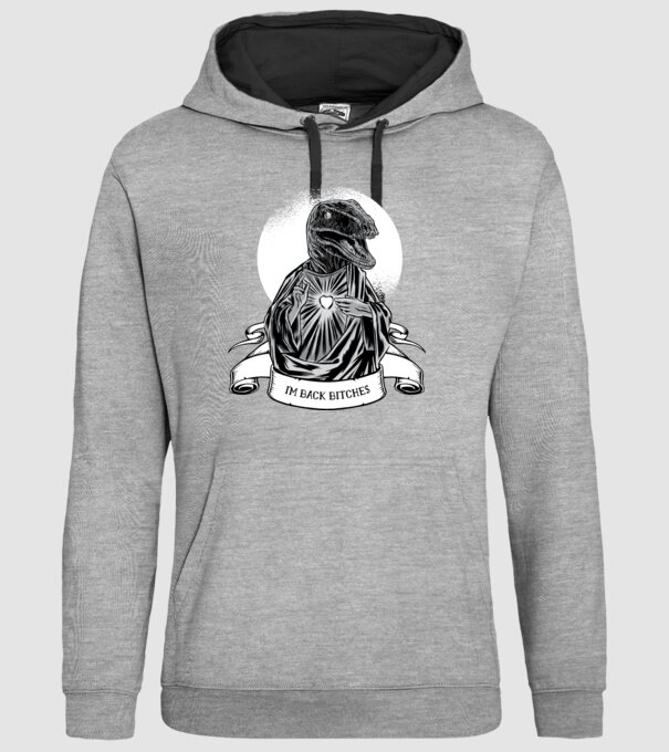 Iisus Raptor Dinozaur model gri pe tricou