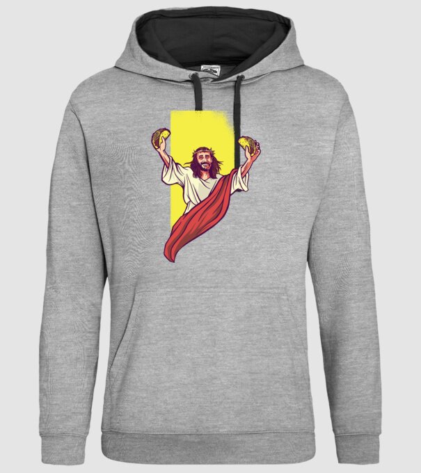Isus cu Taco tricou amuzant model gri pe tricou