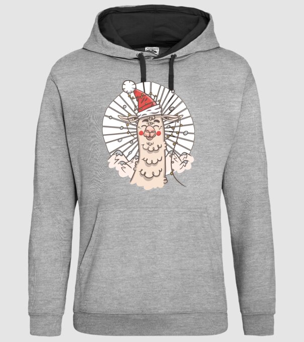 Llama de Crăciun model gri pe tricou