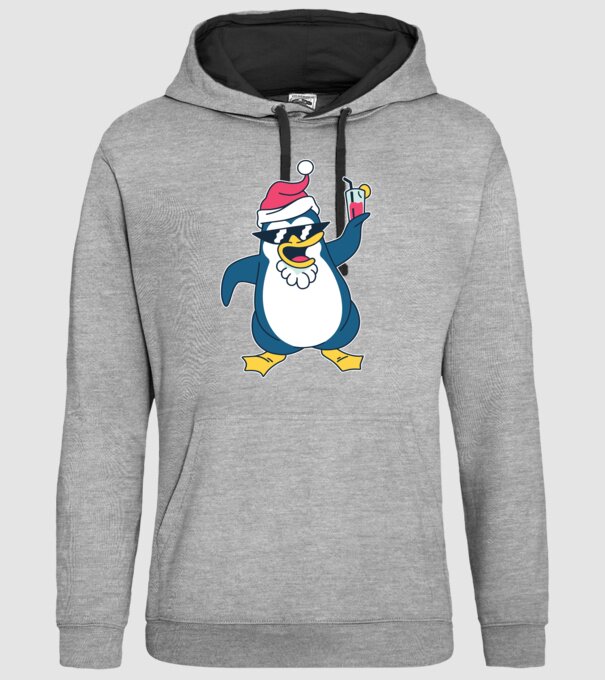 Pinguin de Crăciun model gri pe tricou